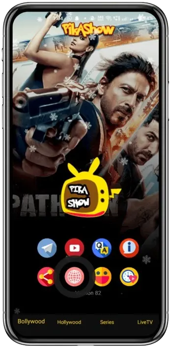 PikaShow APK App Mockup on Phone